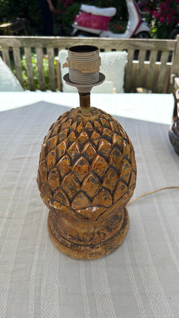 Vintage keramische artisjoklamp / dennenappellamp jaren 70, Ophalen of Verzenden, Zo goed als nieuw, Minder dan 50 cm