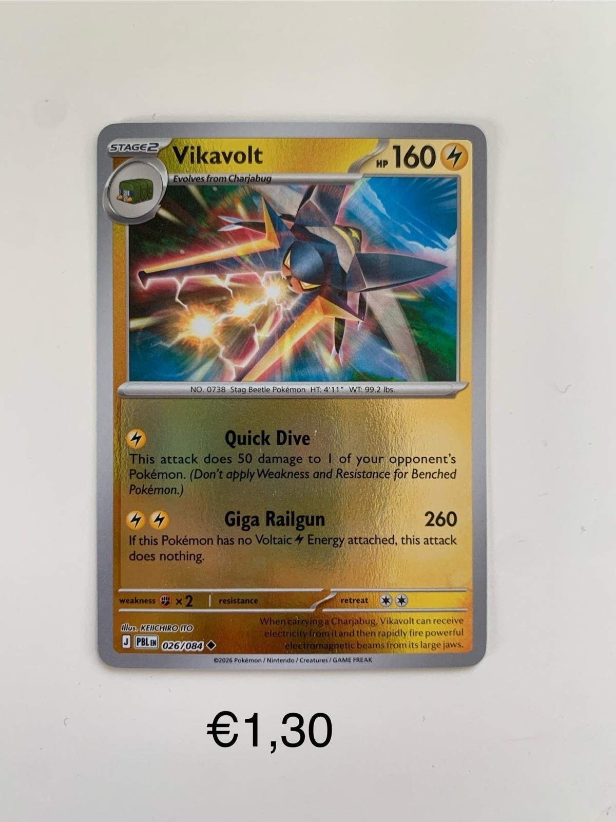 Pokémon Kaart: Vikavolt (026/084) - Stage 2, HP 160, Ophalen of Verzenden, Zo goed als nieuw, Losse kaart