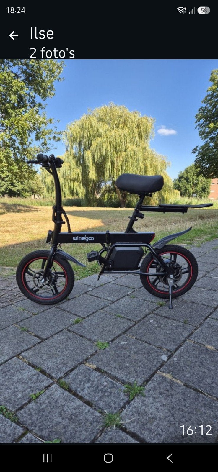 Windgoo elektrische fiets - Zwart, opvouwbaar, Overige merken, Ophalen of Verzenden, Zo goed als nieuw, Minder dan 47 cm