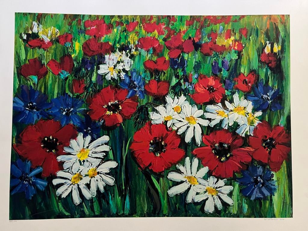 Maya Wildevuur Zeefdruk - Bloemenveld (68/150), Ophalen of Verzenden