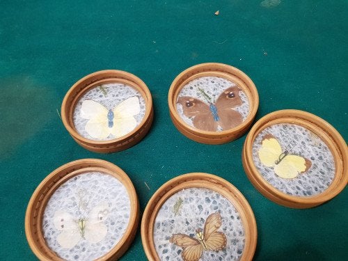 -	Onderzetters vlinders 5 stuks, Ophalen of Verzenden, 'T Olde Gre-j, Info@toldegrej.nl, Endepoelstraat 20f Didam
