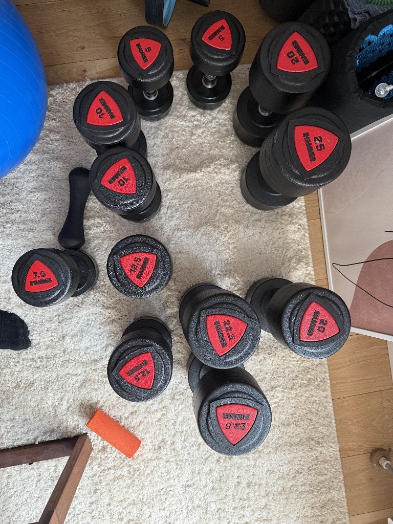 Set gewichten van 2 kg tot 25 kg, Ophalen, Zo goed als nieuw, Dumbbell