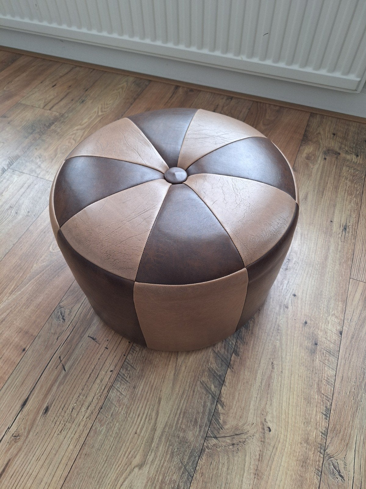 retro poef skai, Minder dan 50 cm, Rond, Minder dan 50 cm, Ophalen of Verzenden