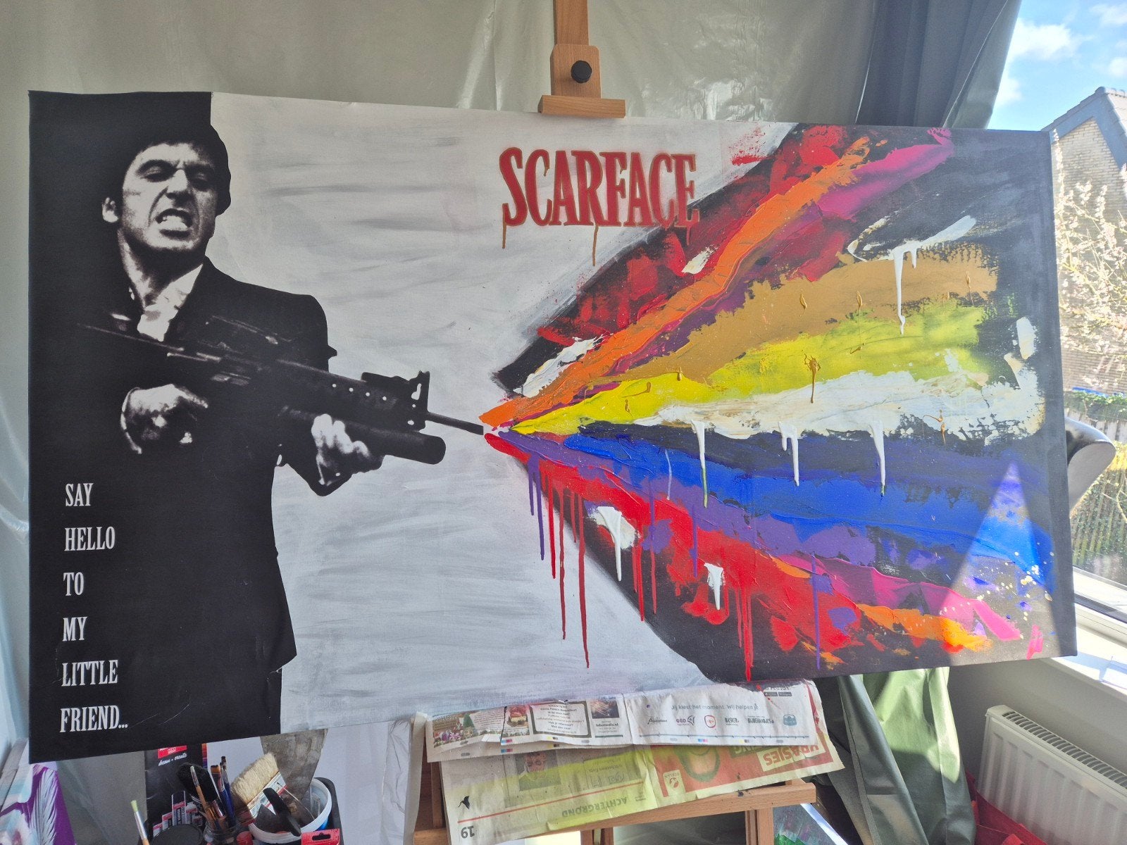 Scarface "Say Hello To My Little Friend" Pop Art Schilderij, Ophalen