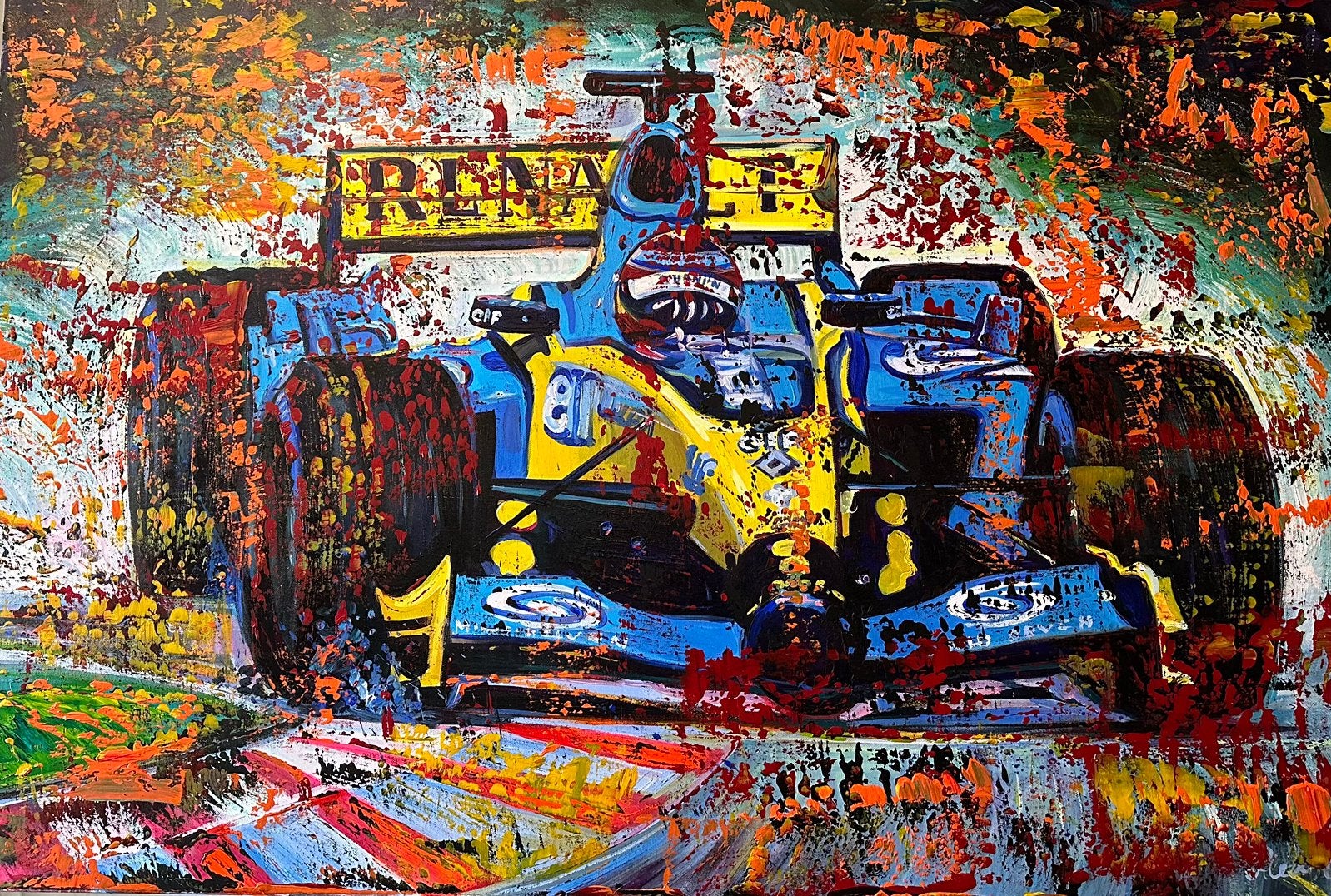 Alex L- Formule 1- Alonso- Handgeschilderd (100%), Ophalen of Verzenden, Nieuw, Formule 1