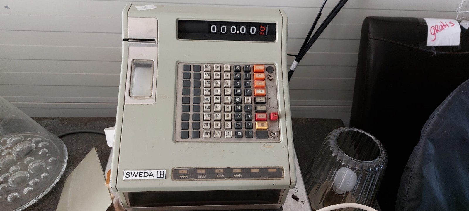 Vintage Sweda kassa met display, Ophalen
