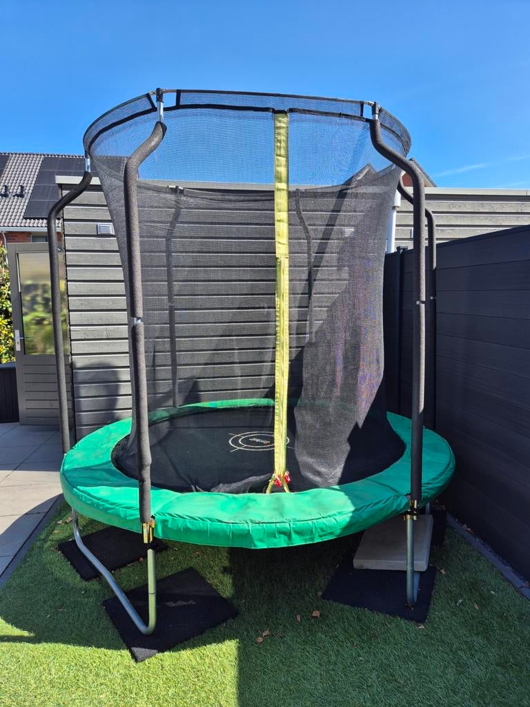 Trampoline 244cm met veiligheidsnet en rubber tegels, Kinderen en Baby's, Speelgoed | Buiten | Trampolines, Ophalen of Verzenden