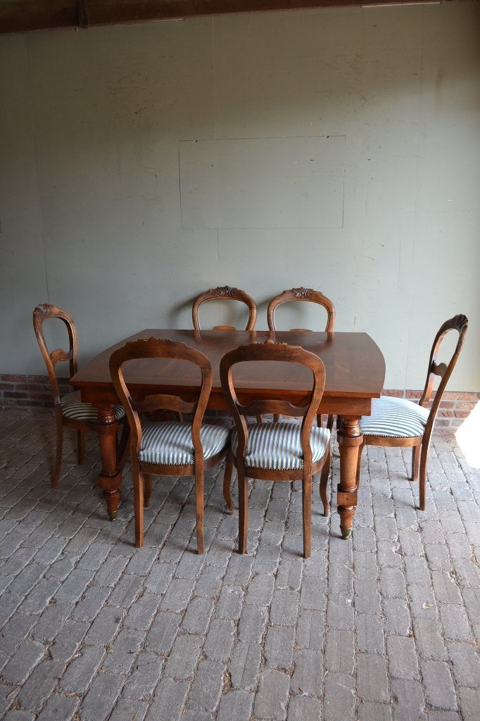 Prachtige antieke mahonie eettafel, eethoek met 6 stoelen, Antiek en Kunst, Verzenden