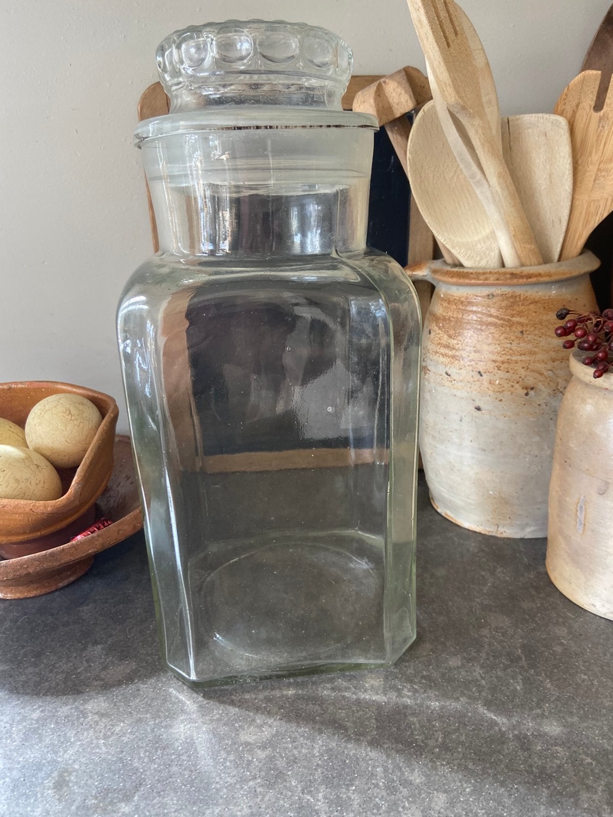 Brocante* glazen voorraadpot, Ophalen