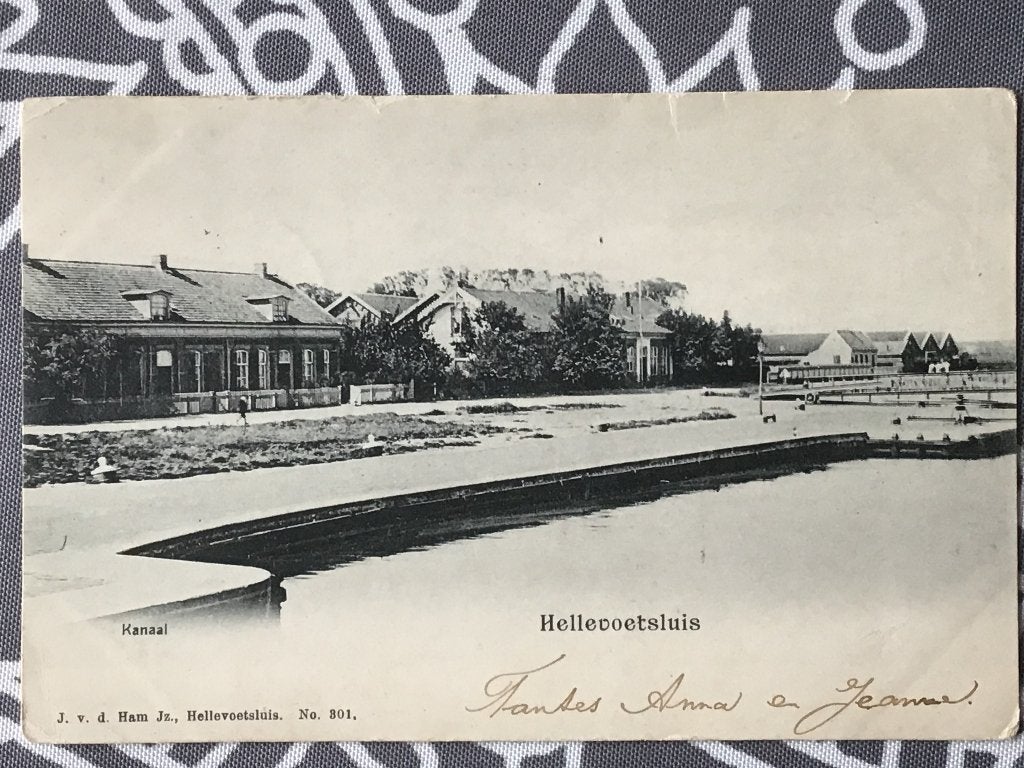 Oude ansichtkaart Kanaal Hellevoetsluis (Gelopen) 1904, Verzenden, Voor 1920, Gelopen, Zuid-Holland