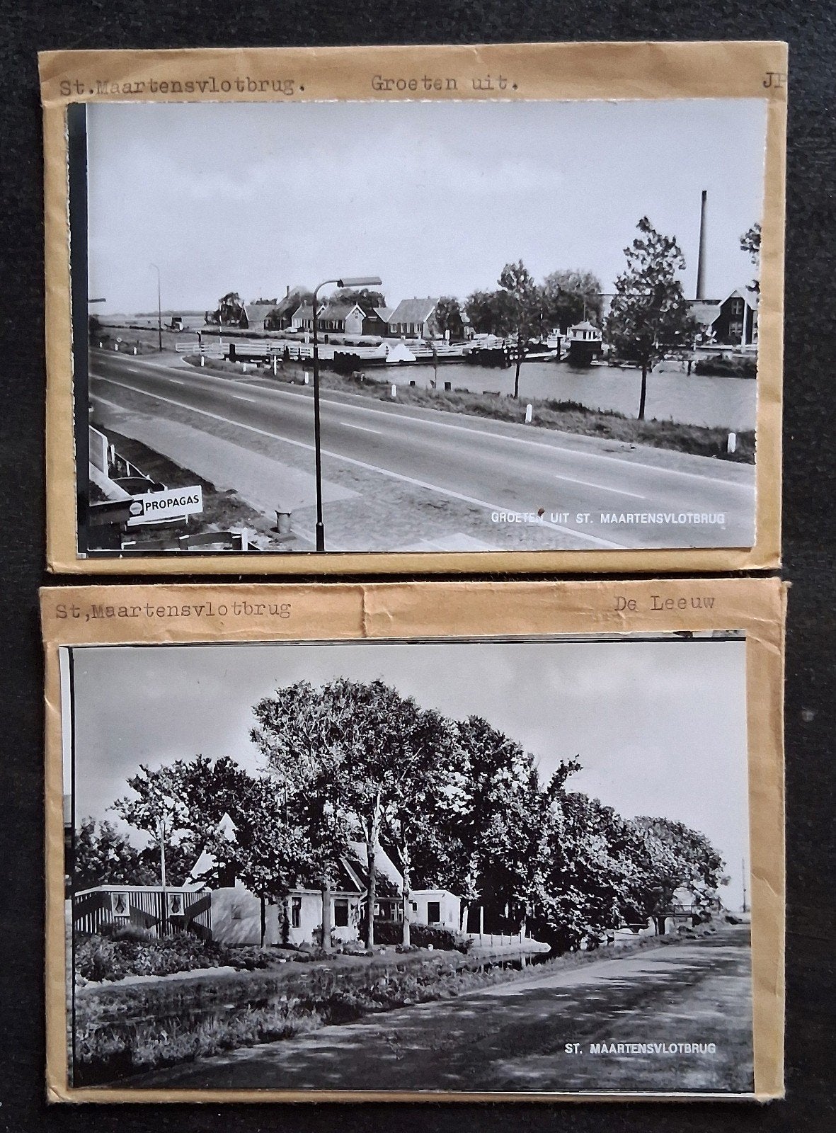 St. Maartensvlotbrug, 2 x glasplaat JosPe. Propagas., Ophalen, 1960 tot 1980, Ongelopen, Noord-Holland