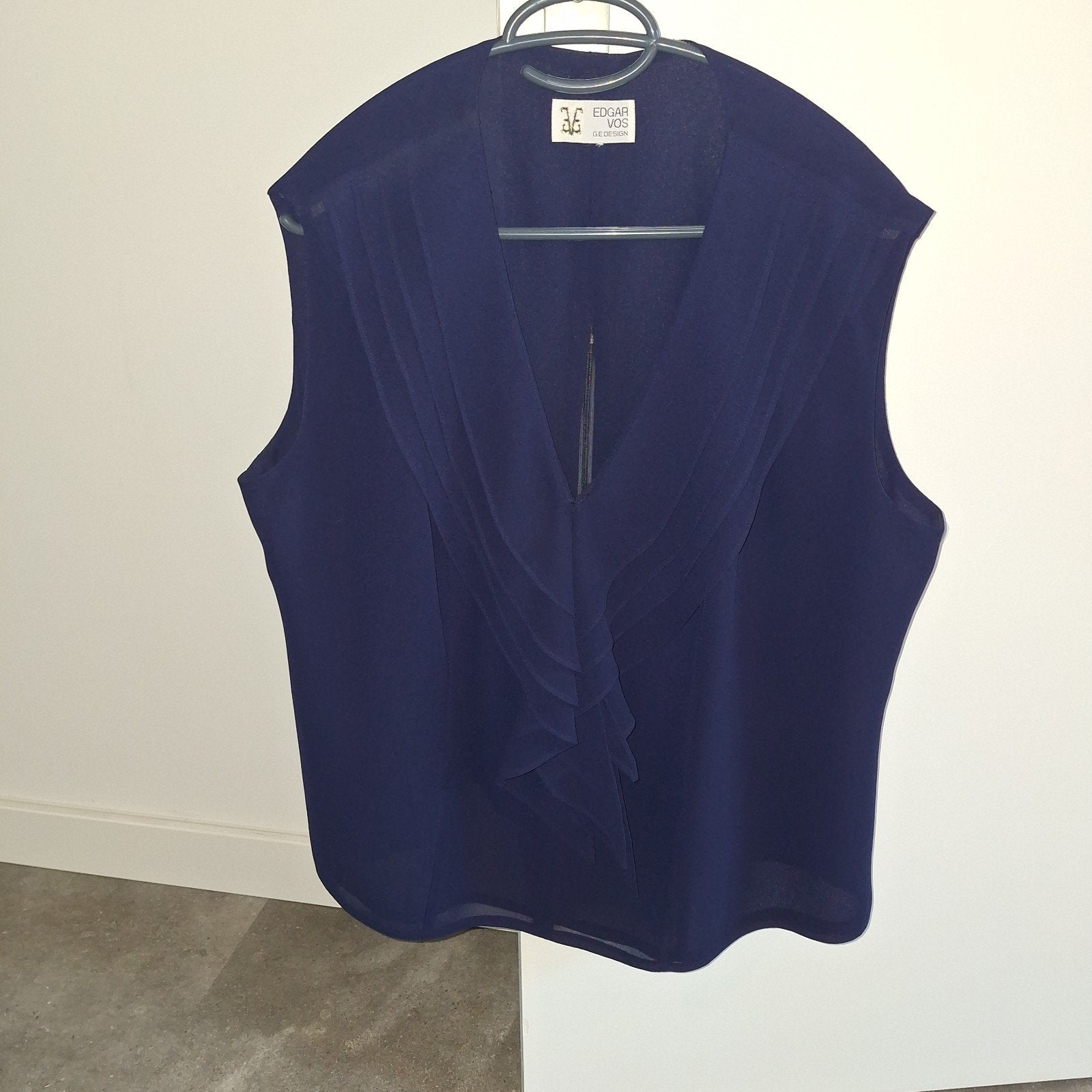 Edgar Vos Mouwloze Top, Blauw, Maat 46/48 (XL) of groter, Zo goed als nieuw, Zonder mouw