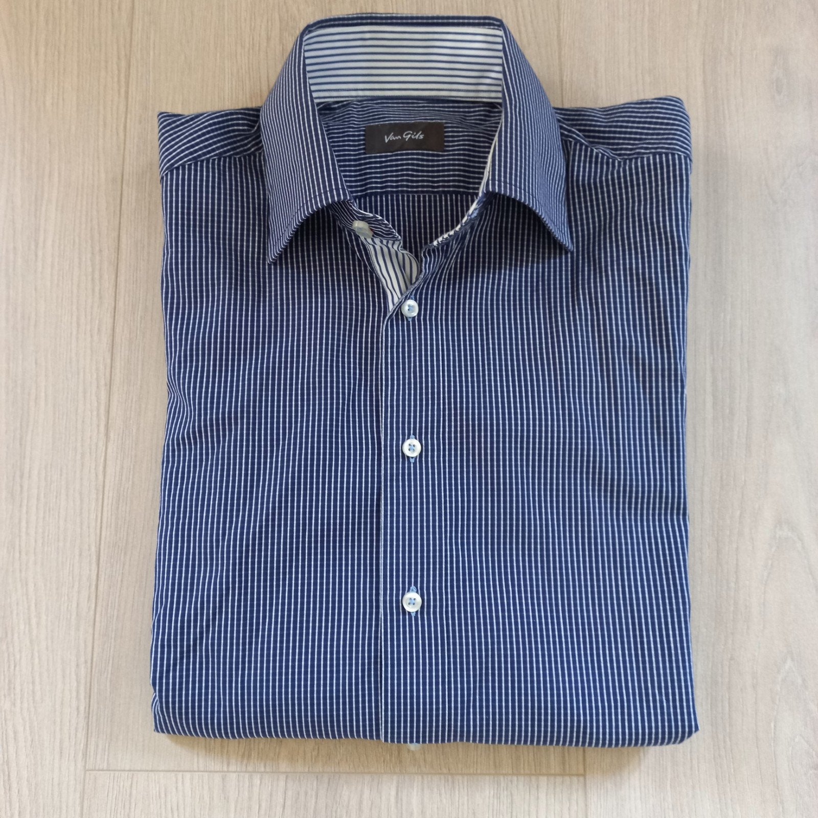 Stijlvol blauw Van Gils overhemd maat 39 - Zeer goede staat, Kleding | Heren, Overhemden, Blauw, Zo goed als nieuw, Van Gils, Halswijdte 39/40 (M)