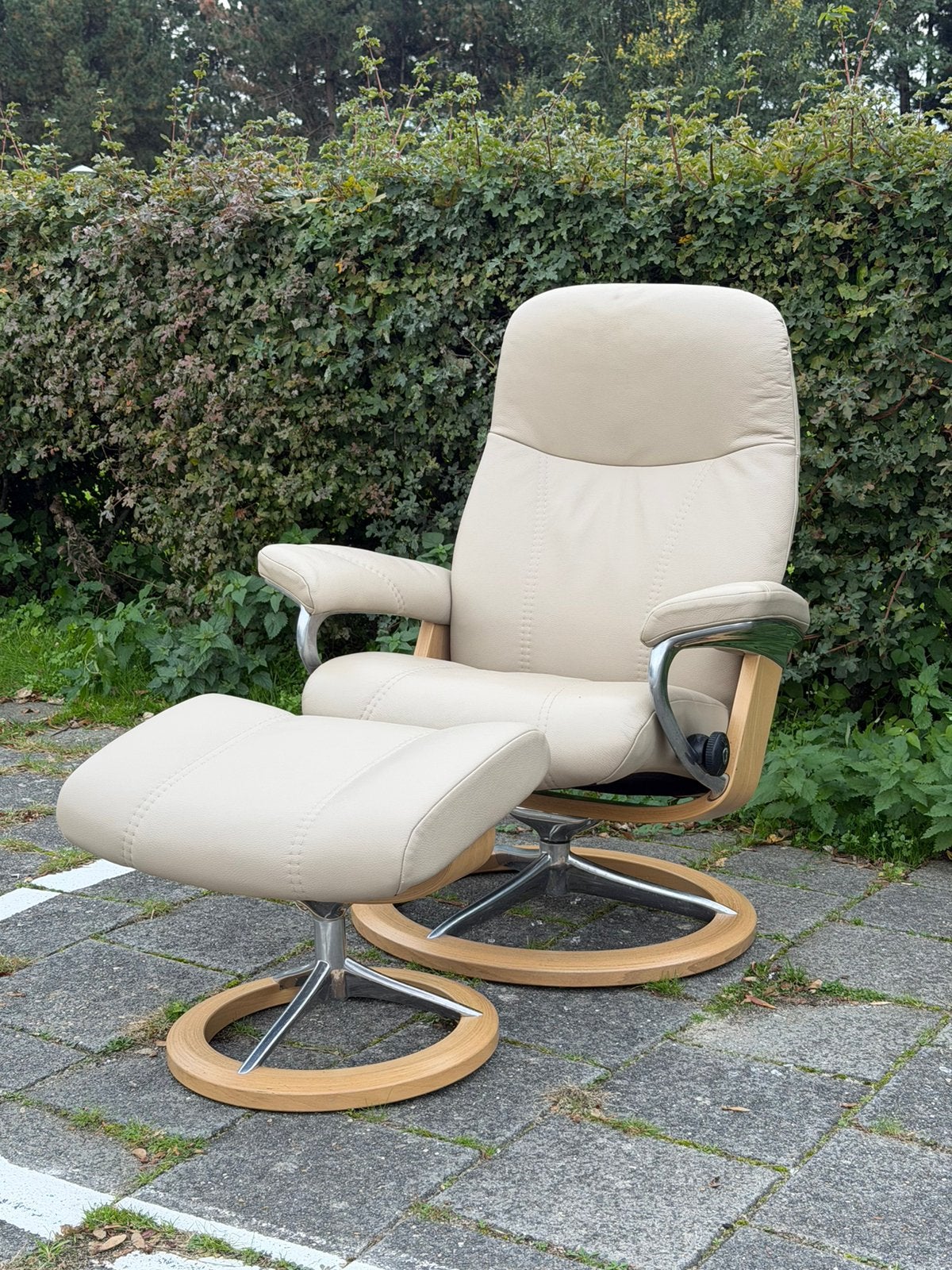 Stressless relax fauteuil met voetenbank, Ophalen of Verzenden, Zo goed als nieuw, Minder dan 75 cm, 50 tot 75 cm