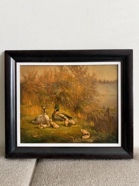 Schilderij J.W. van Trirum, Ophalen, Paneel, Dieren, Olieverf