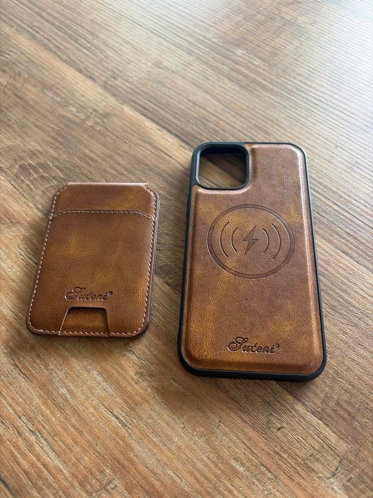 Leren iPhone Hoesje met Kaarthouder - Bruin, Pasjeshouder, Overige merken, Bruin, Hoesje of Tasje