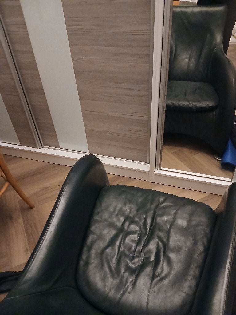 Fauteuil. Montis. Groen lederen., Huis en Inrichting, Fauteuils, Ophalen, Gebruikt, Groen lederen, 50 tot 75 cm