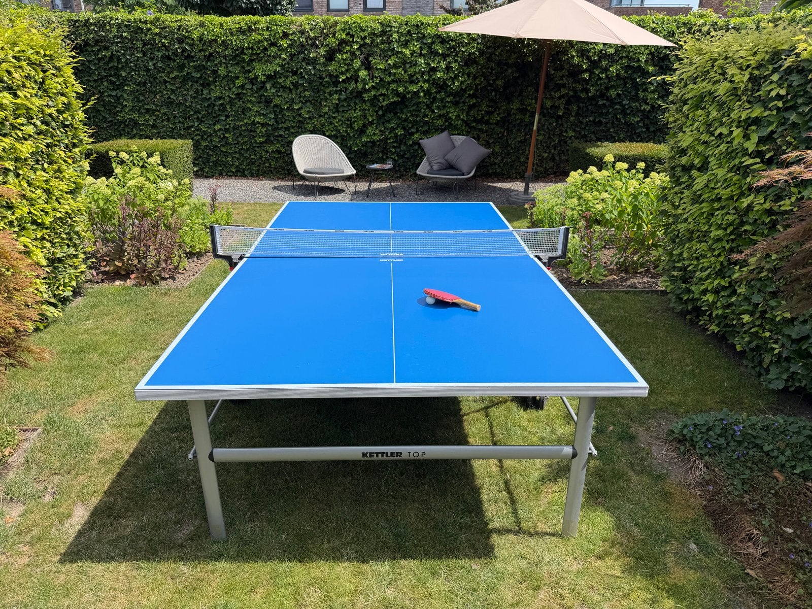 Kettler Top Tafeltennistafel - Buiten en Binnen, Ophalen, Gebruikt, Tafel Outdoor, Verrijdbaar