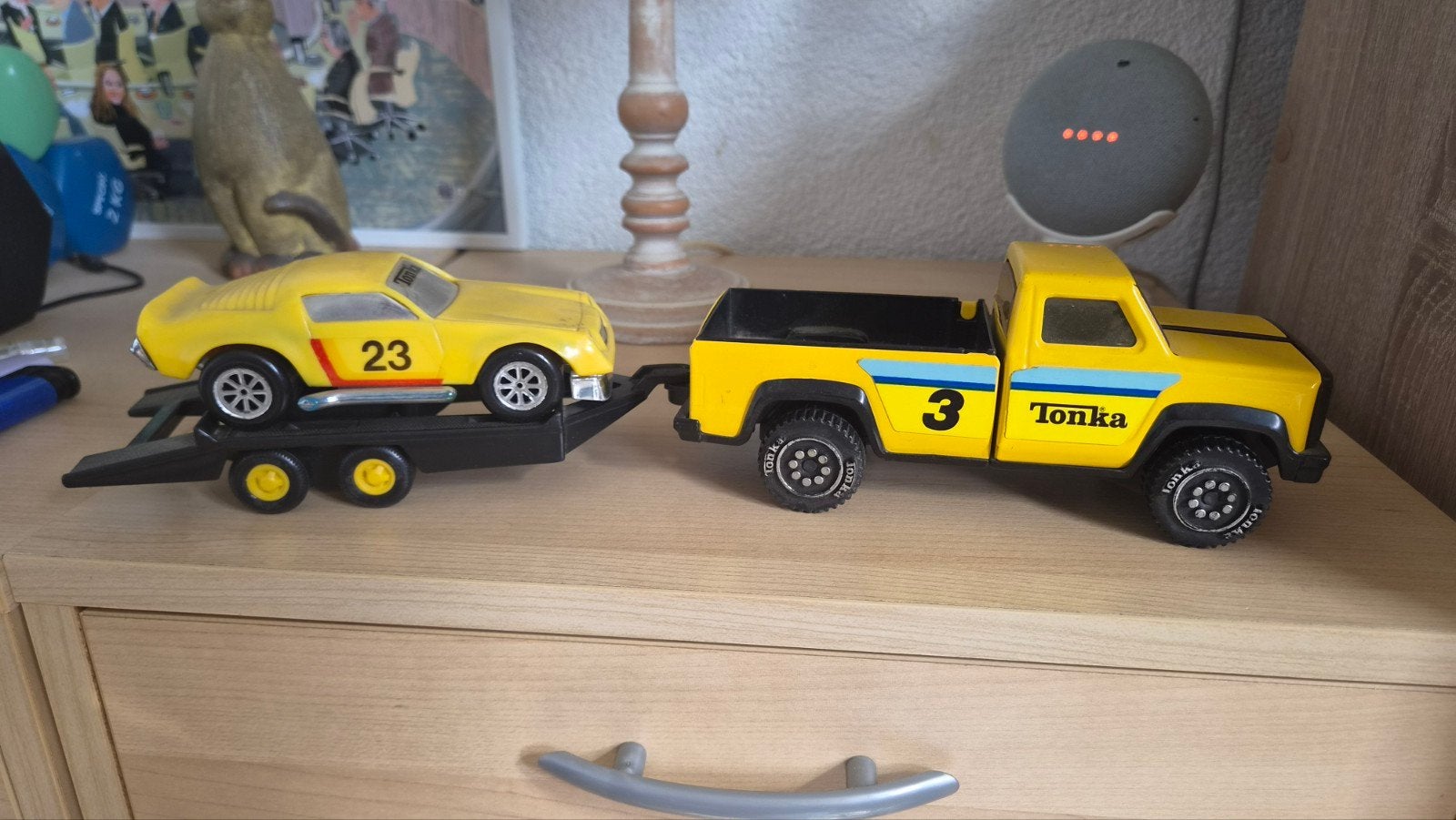 Tonka pick-up truck met aanhanger en sportwagen, Ophalen of Verzenden, Gebruikt
