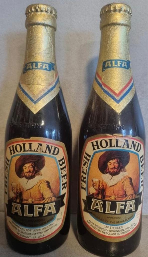 2x Vintage Alfa Export Bier – Illinois & Seattle - '80's, Ophalen of Verzenden, Zo goed als nieuw, Flesje(s), Overige merken