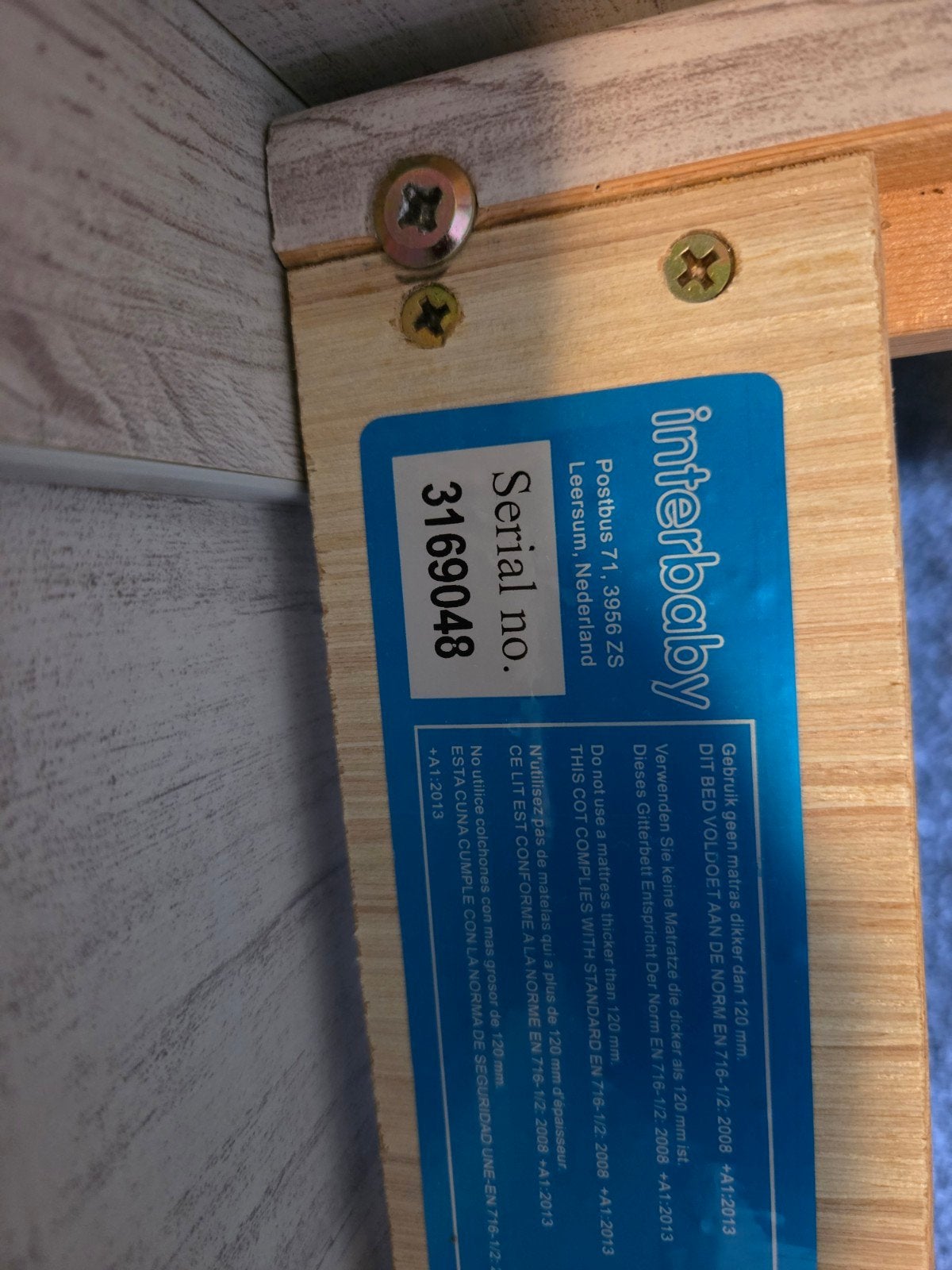 Interbaby Ledikant/ babybed met matras, Ophalen of Verzenden, Gebruikt, Ledikant