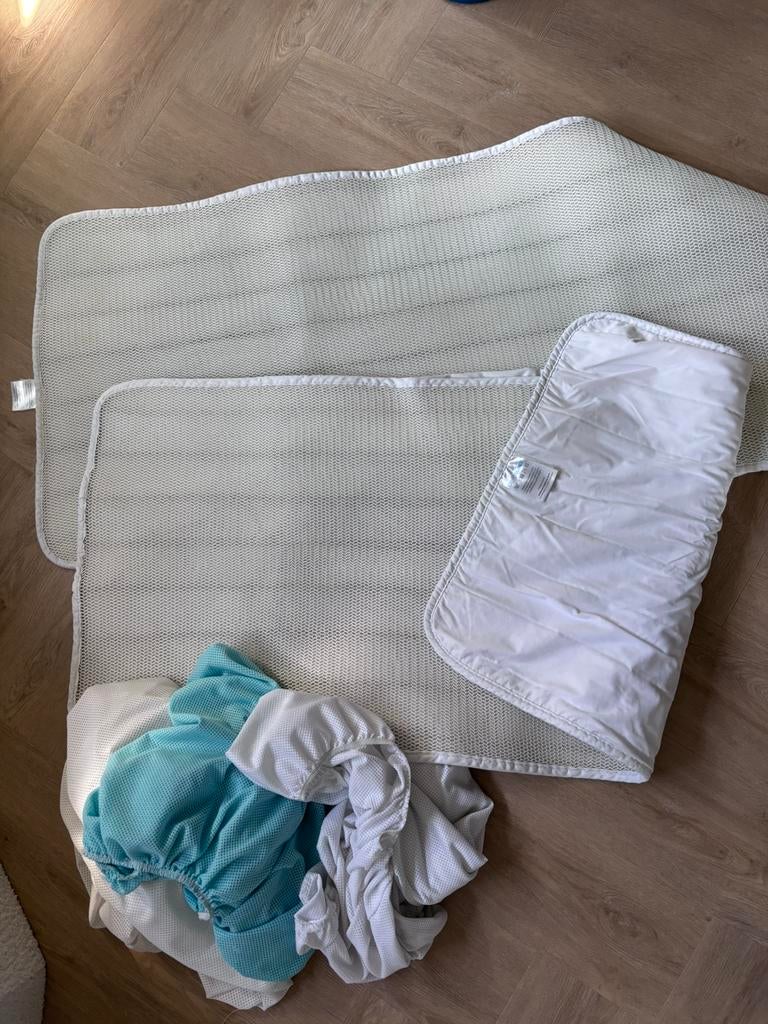 2 matrasbeschermers aerosleep en 3 hoezen, Ophalen, Gebruikt, Overige kleuren, Jongetje of Meisje