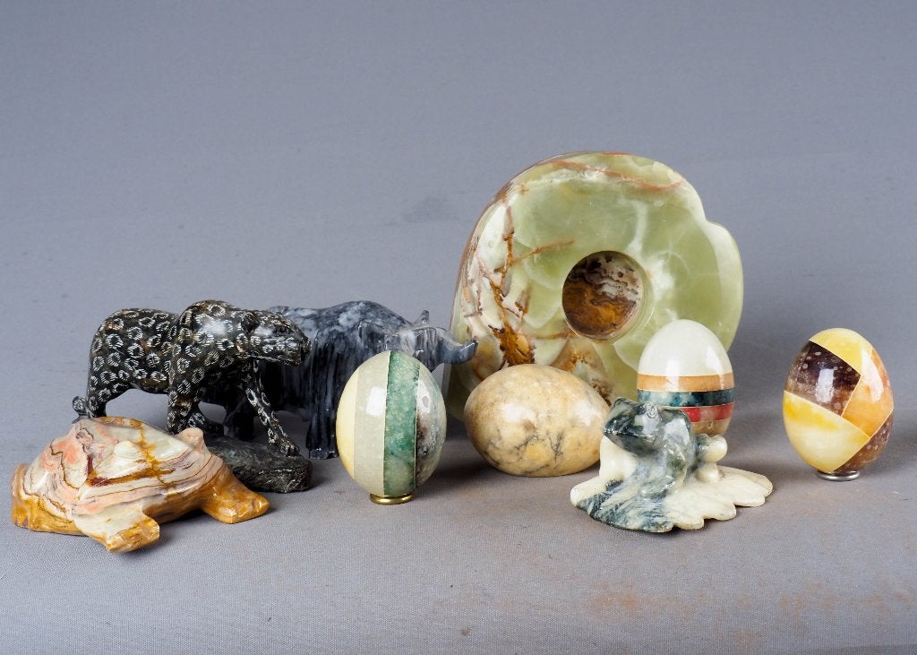 diverse minerale eieren dierenbeelden oa Onyx, Ophalen of Verzenden, Zo goed als nieuw