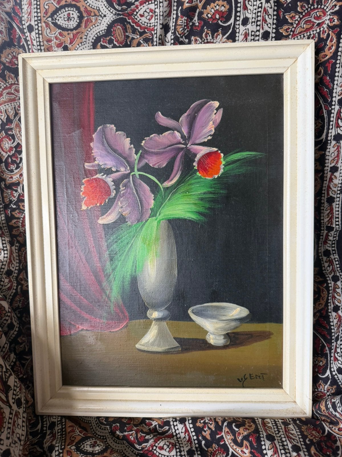 Orchideeën stillevenschilderij van v. Gent, Ophalen of Verzenden