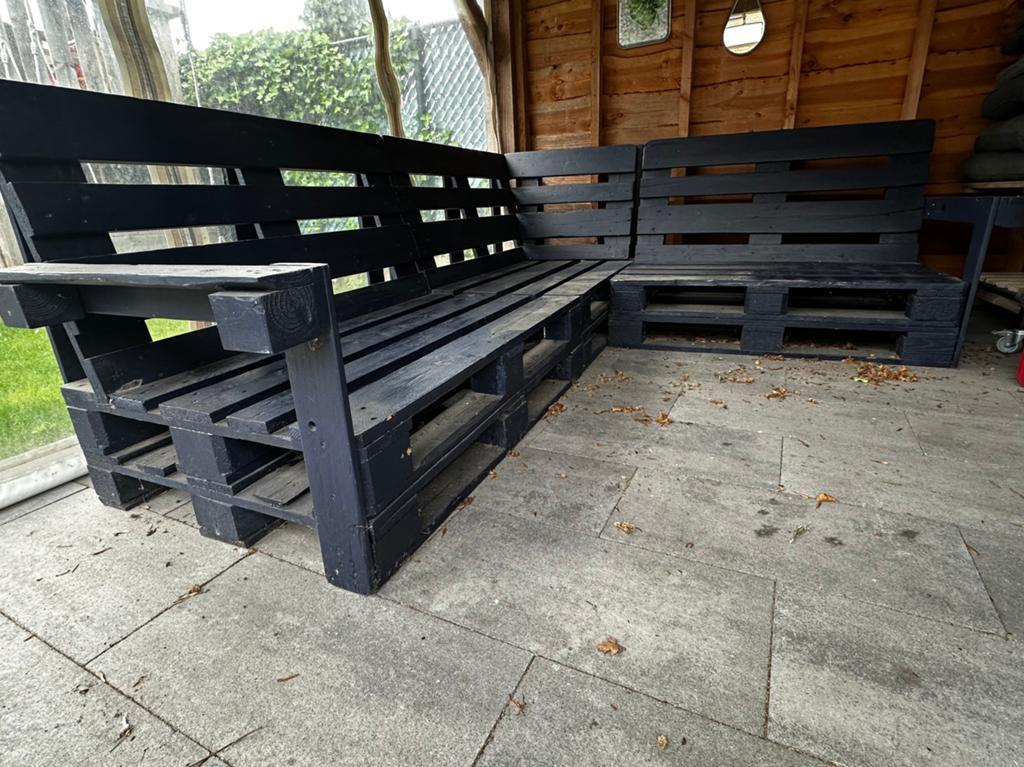 loungeset zelf gemaakt. Donker blauw, 5 zitplaatsen, Gebruikt, Ophalen of Verzenden, Loungeset