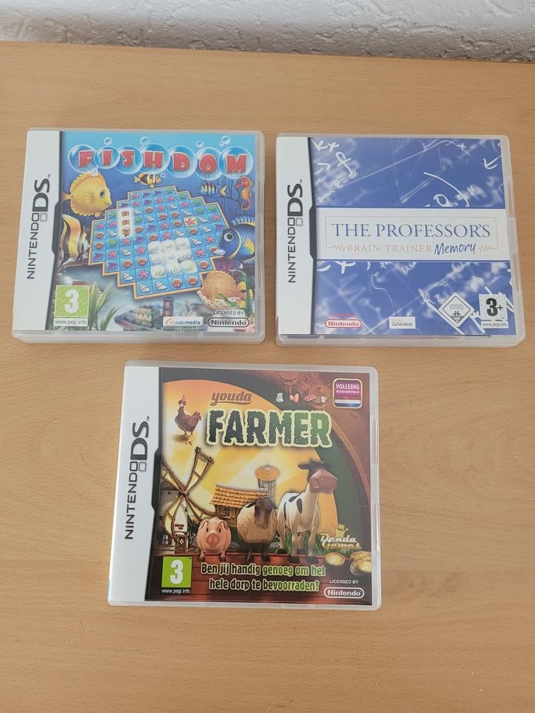 3 Nintendo DS Spellen Fishdom, The Professor's, Farme, Spelcomputers en Games, Games | Nintendo DS, Ophalen of Verzenden, Zo goed als nieuw