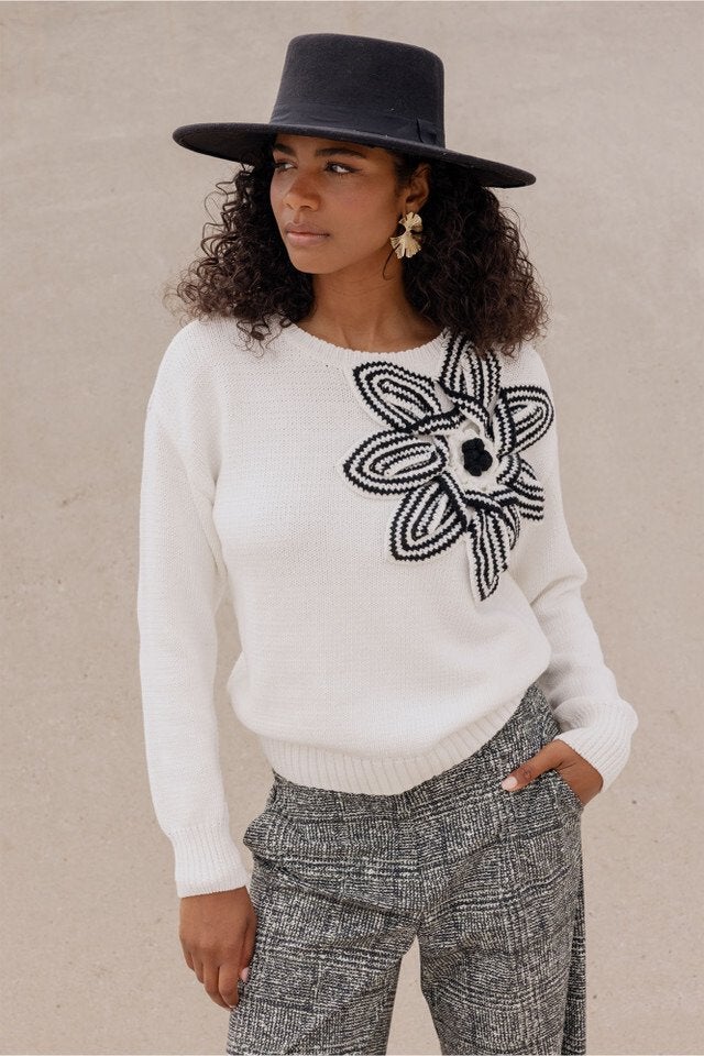 Studio Anneloes Valerie chunky flower pullover S, Ophalen of Verzenden, Zo goed als nieuw, Maat 36 (S), Wit