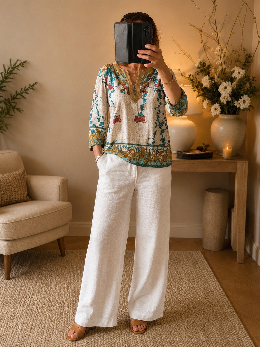 Bohemian K-design top/tuniek met gouden pailletten, maat M, Maat 38/40 (M), K-design, Meerkleurig, Ophalen of Verzenden