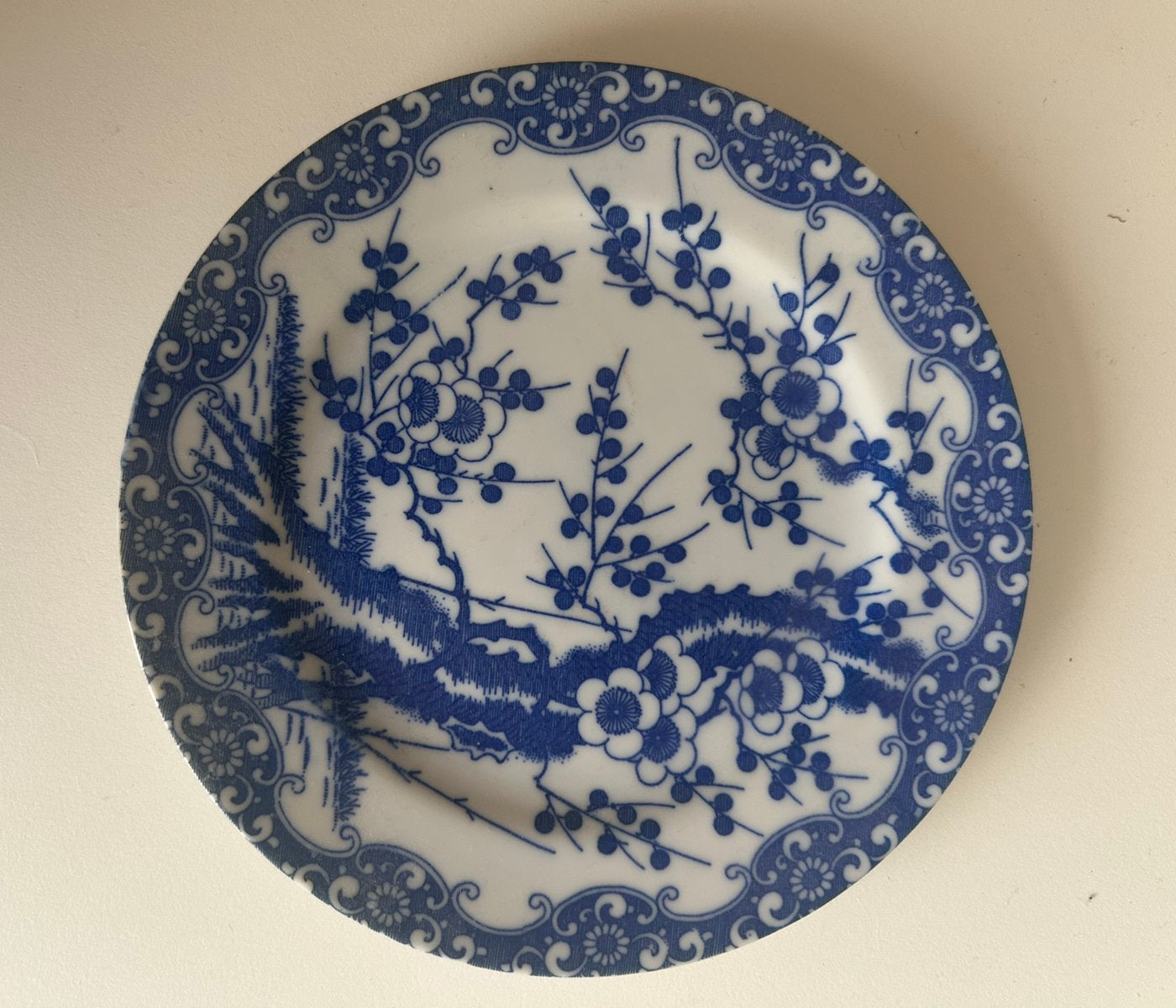 Vintage Japans porseleinen schoteltje, blauw, Antiek en Kunst, Ophalen of Verzenden