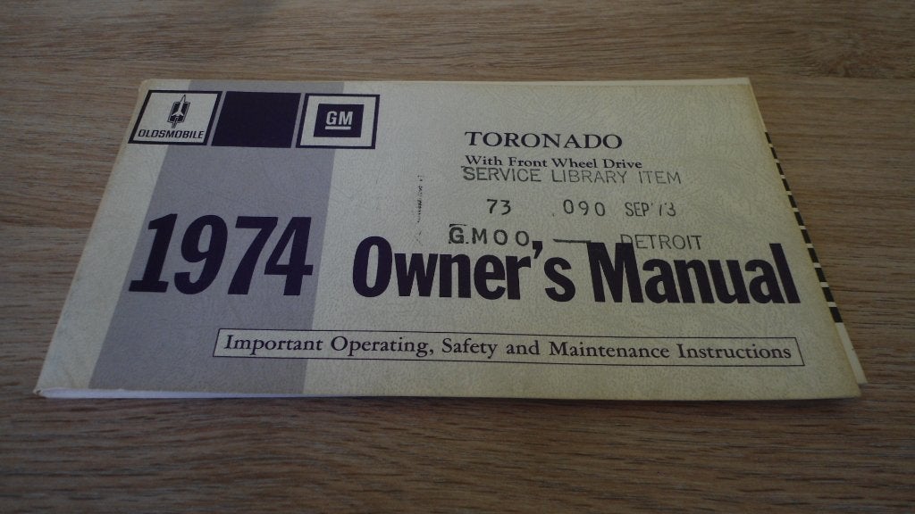 1974 Oldsmobile Toronado. First edition Owner's Manual., Ophalen of Verzenden