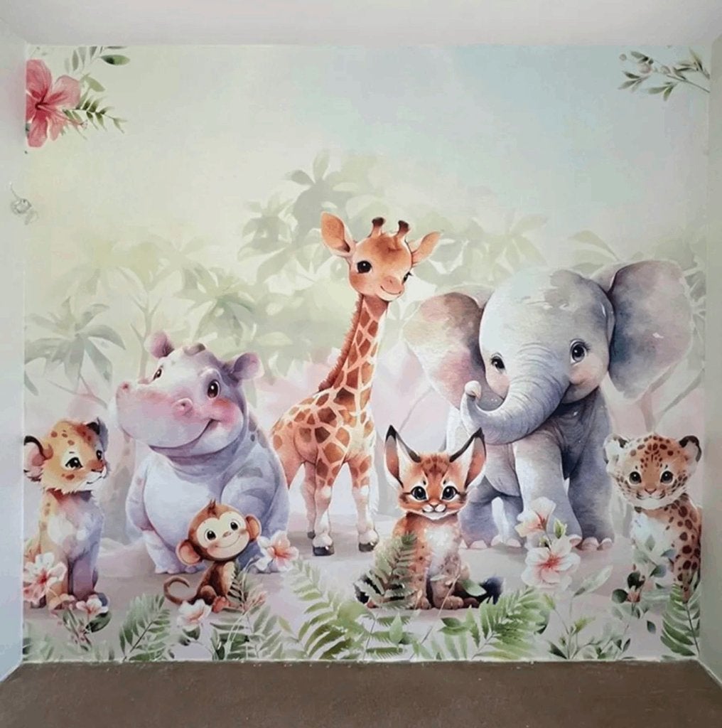 Vliesbehang met schattige dieren, Ophalen of Verzenden, Vliesbehang, Dieren, Overige stijlen