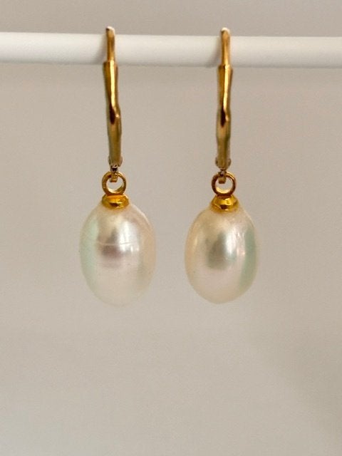Parel Oorbellen Zuidzee Witte Parels Peervormig14K Goud , Hangers, Verzenden, Wit, Nieuw