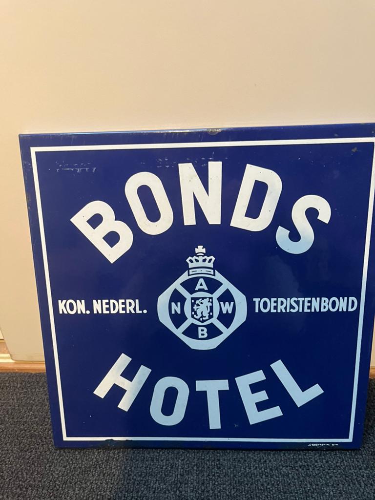 Vintage ANWB Bonds Hotel Emaille Bord, Antiek en Kunst, Antiek | Emaille, Ophalen of Verzenden