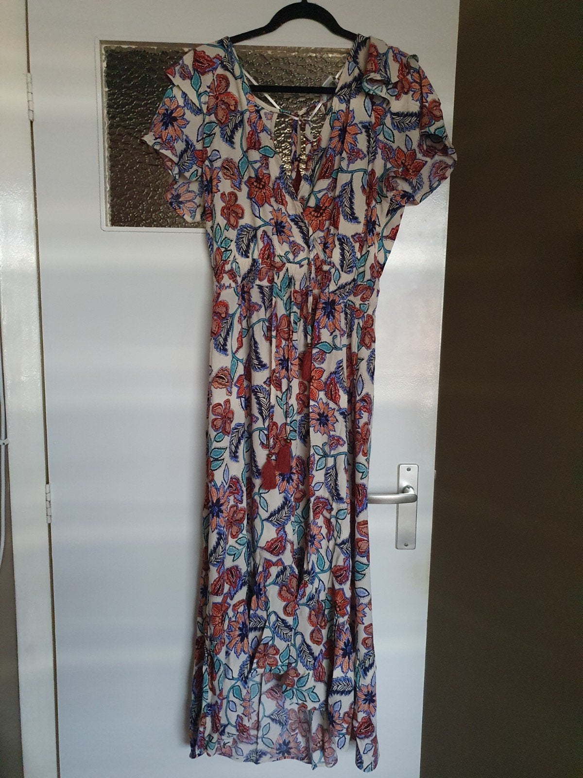 Zomerse maxi jurk met bloemenprint - Cotton Club, Meerkleurig, Maat 42/44 (L), Ophalen of Verzenden, Zo goed als nieuw