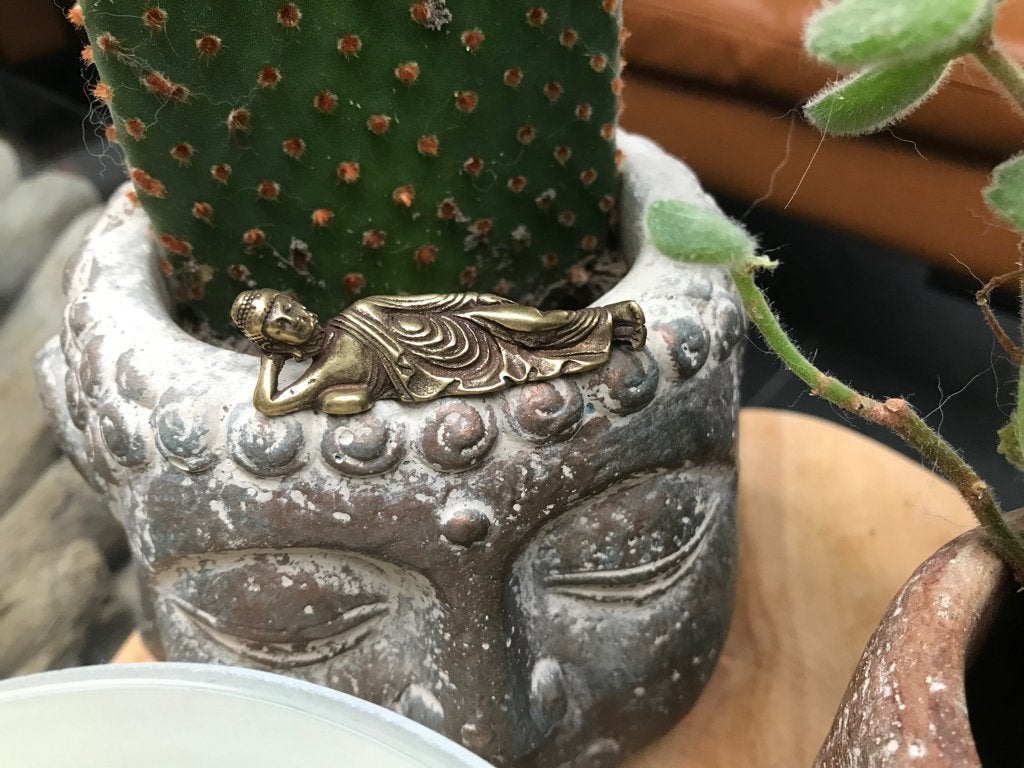Amitabha boeddha liggende boeddha mini, Verburgt Vintage, Metaal, Nieuw, Ophalen of Verzenden