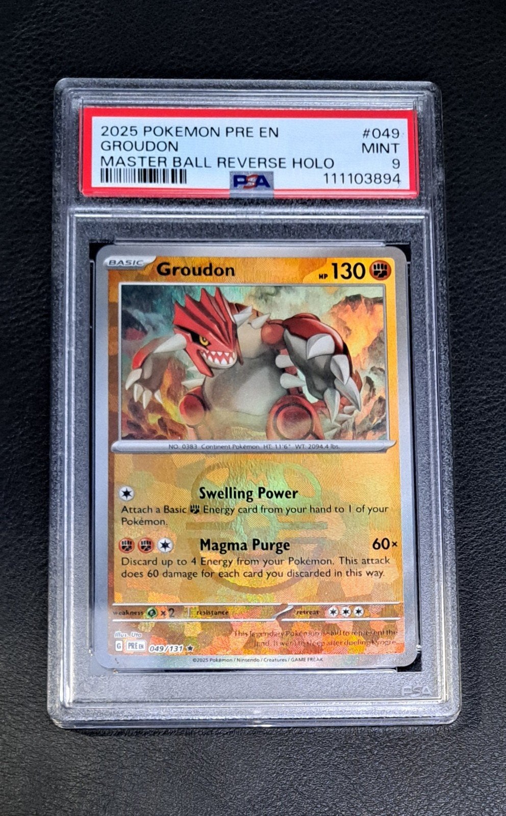 Groudon Master Ball Reverse Holo PSA 9, Ophalen, Zo goed als nieuw, Losse kaart, Foil