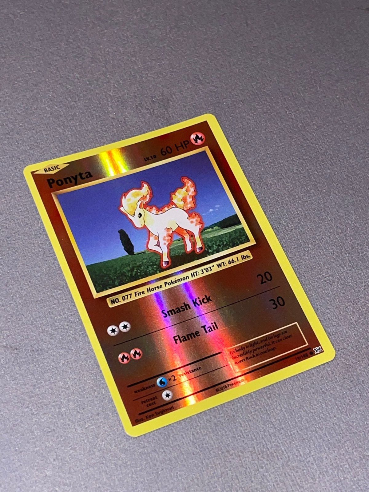 Pokemon - Ponyta Reverse holo 19/108, Ophalen of Verzenden, Zo goed als nieuw, Losse kaart, Foil