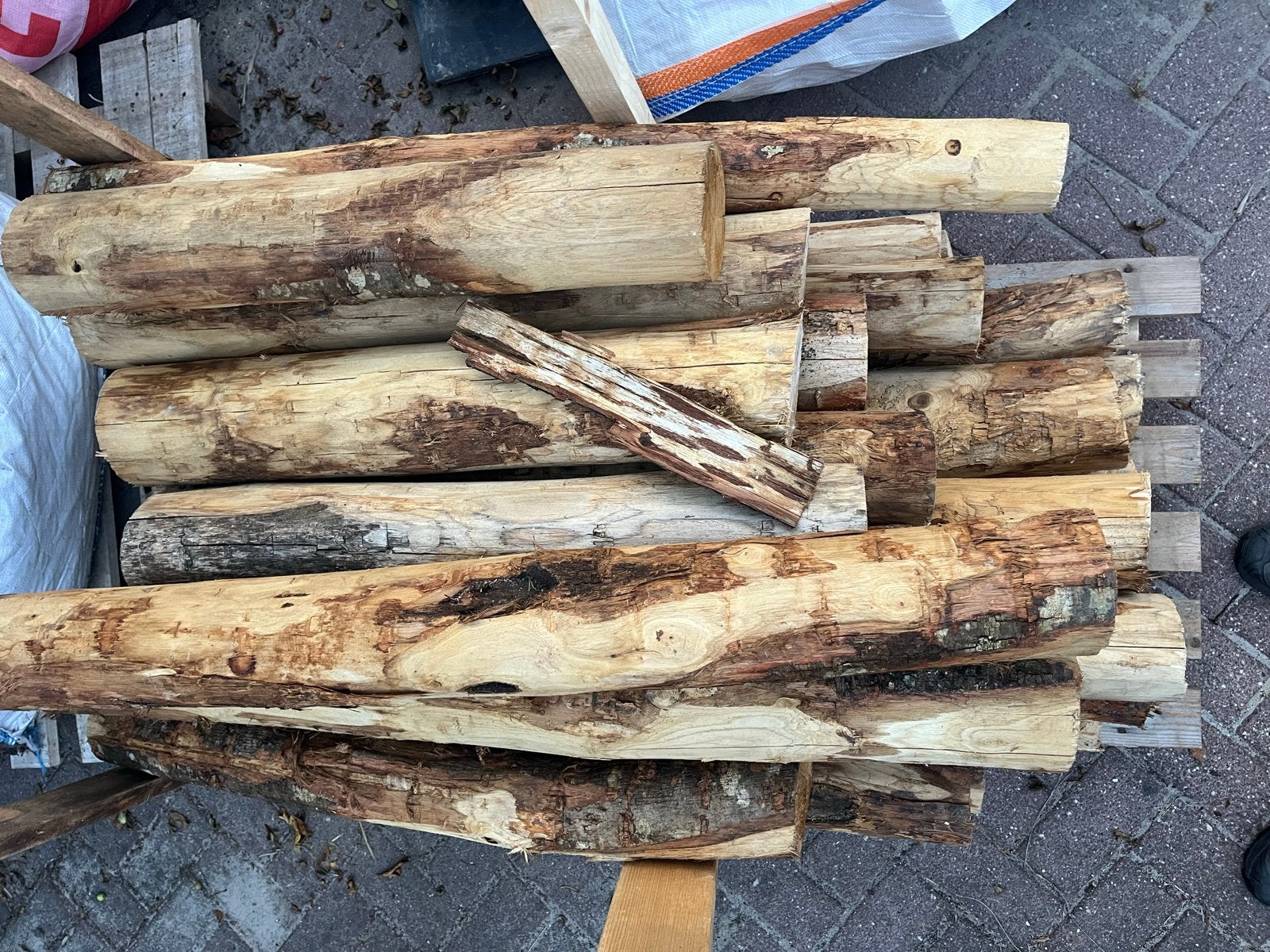 Kastanje palen, Tuin en Terras, Palen, Balken en Planken, Ophalen, Gebruikt, Minder dan 180 cm, Palen