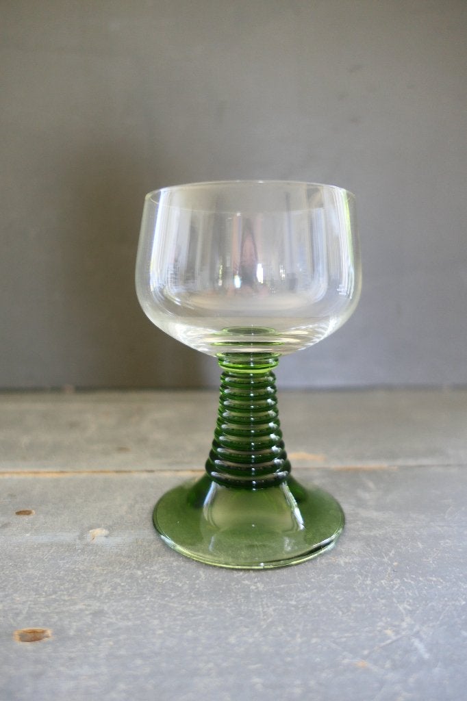 Vintage roemer wijnglas op groene voet, Verzamelen, Glas en Borrelglaasjes, Verzenden, Zo goed als nieuw, Overige typen