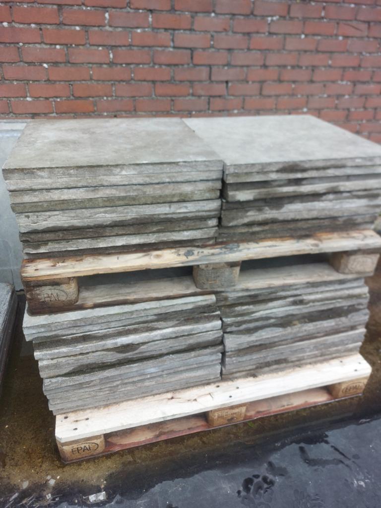 Chinees hardsteen 60x60x3 cm. getrommelde rand, 42 st.15 m2, Tuin en Terras, Tegels en Klinkers, Ophalen, Gebruikt, Natuursteen