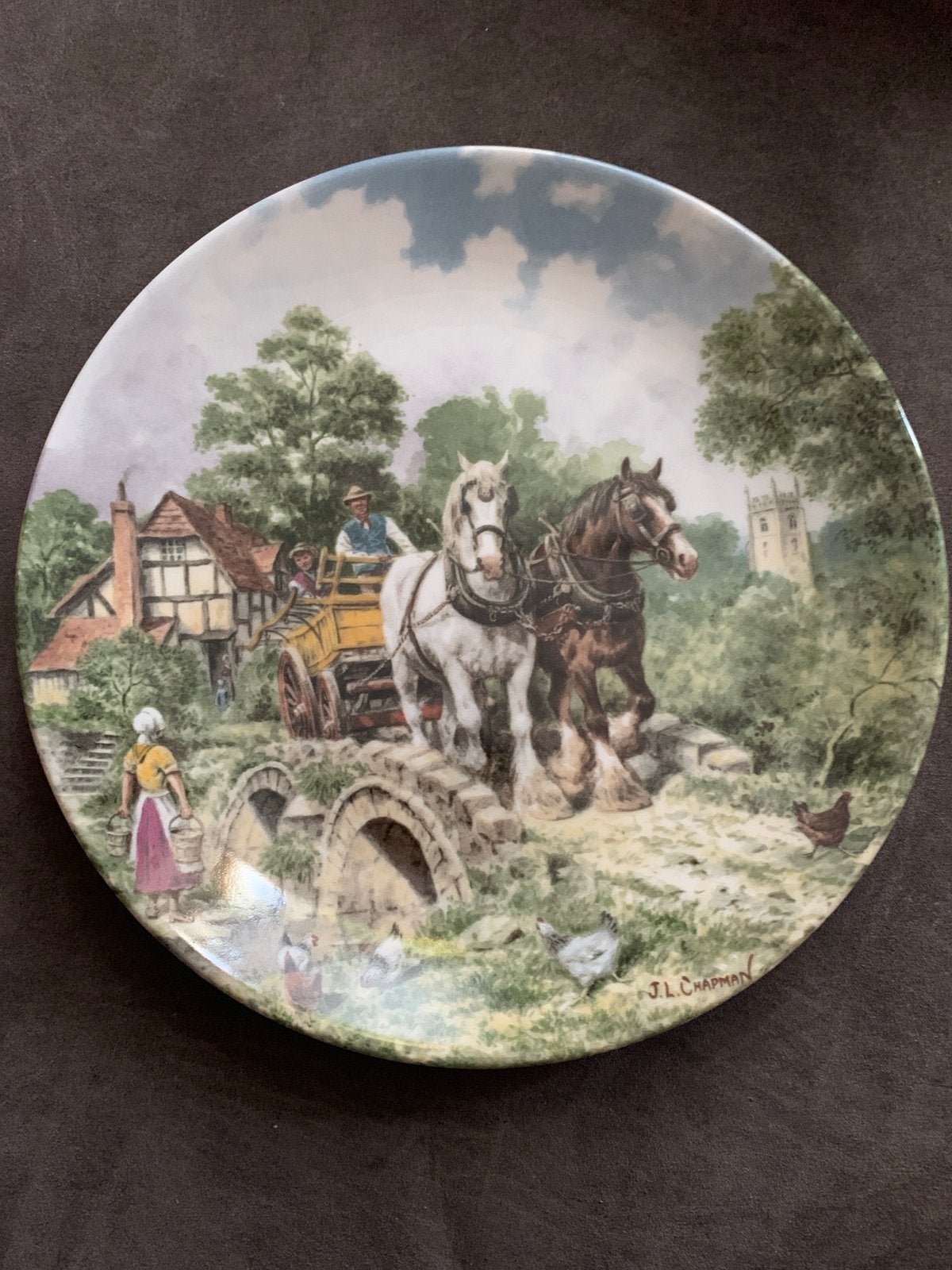 Wedgwood 'Off to Work' verzamelbord - J.L. Chapman 1988, Ophalen of Verzenden