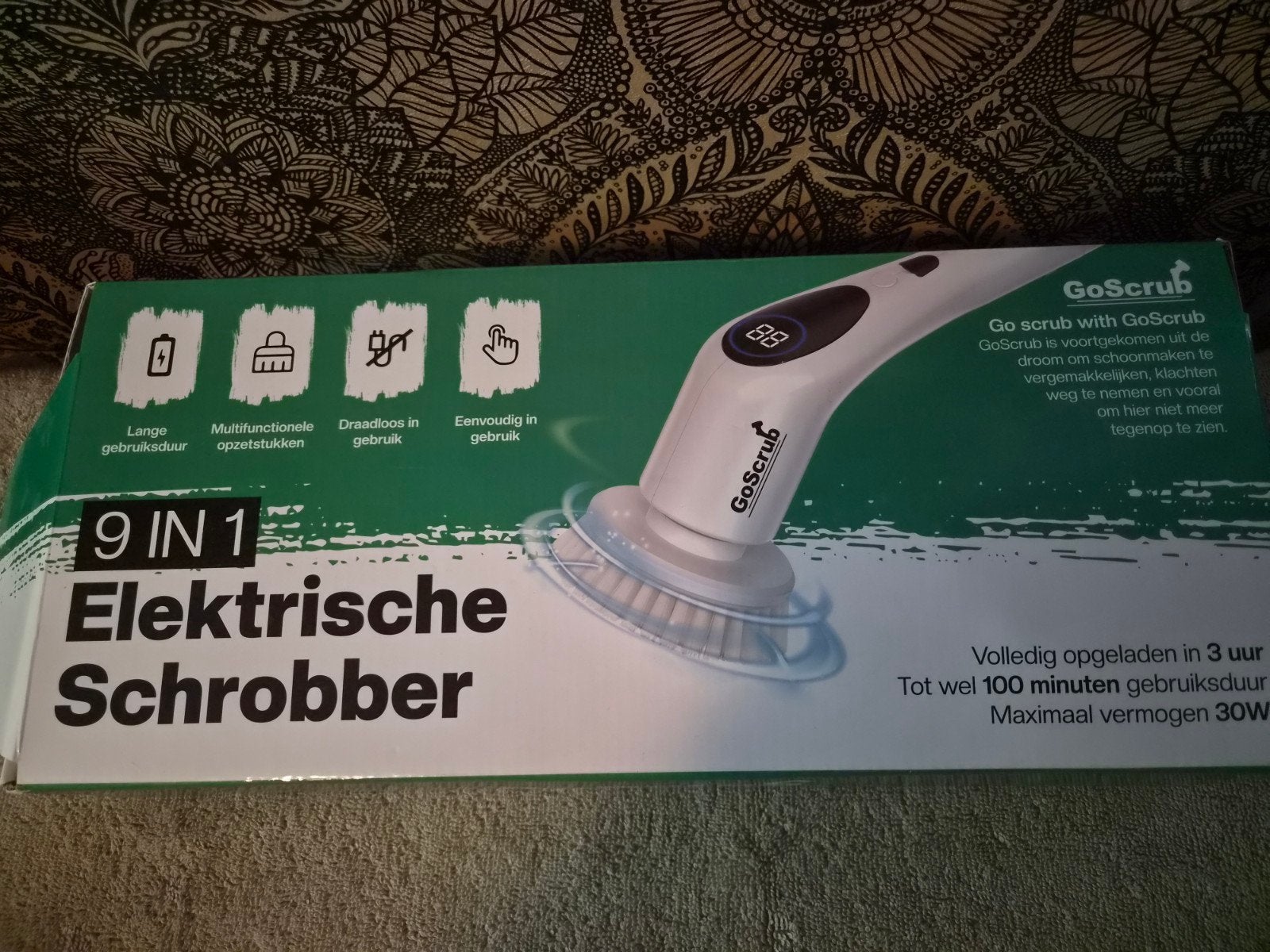 GoScrub 9-in-1 Elektrische Schrobber - Draadloos & Krachtig, Ophalen of Verzenden