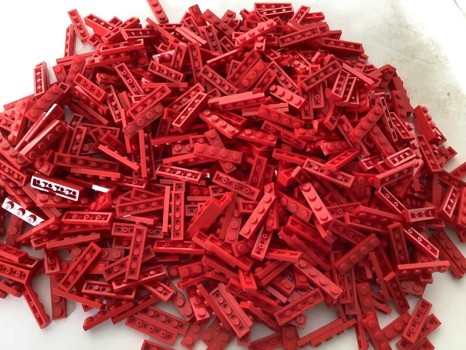 Lego plaat 1x4 rood, Ophalen of Verzenden, Gebruikt, Losse stenen, Lego