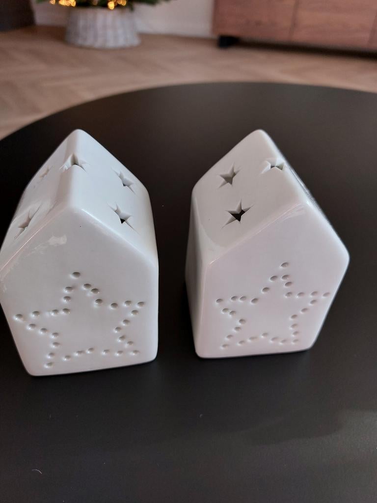 PORSELEINEN HUISJES WAXINELICHTHOUDERS, Ophalen of Verzenden, Zo goed als nieuw, Overige materialen, Minder dan 25 cm