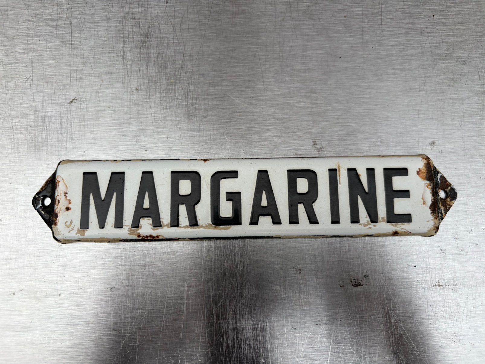 Margarine emaille reclamebord, Ophalen of Verzenden, Zo goed als nieuw, Reclamebord