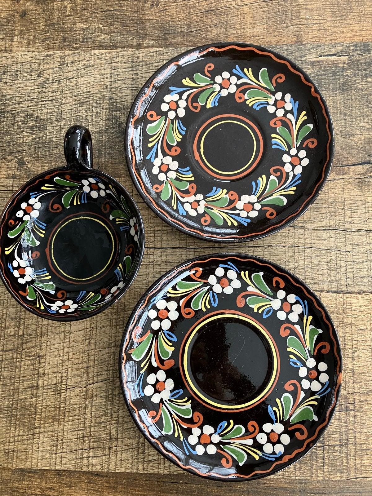 Vintage handgeschilderde 'California' kop en schotels, Antiek en Kunst, Ophalen of Verzenden